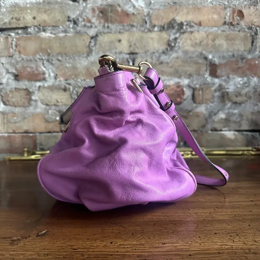 Vintage Chloe Ethel Purple Leather 2 Way Satchel